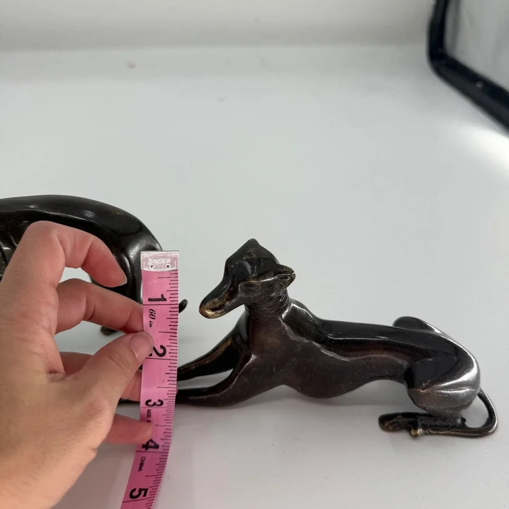Vintage Brass Greyhound Whippet Dog Figurines Set of 2 Bronze Finish India